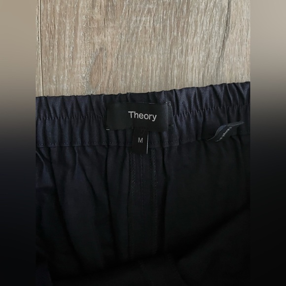 Theory Women’s Treeca Cropped Jogger Pants Linen Blend Navy - Size Medium - Picture 4 of 7